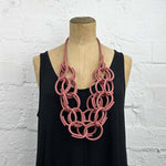 Long drop red brick rubber chain necklace