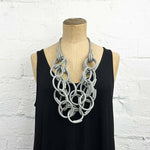 Grey brick coloured rubber chain necklace