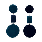 dark blue dangle earrings on a white background