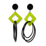 square shape, recycled rubber O, designer earrings