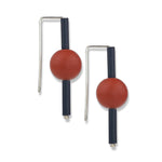 brown rubber earrings made with sterling silver. Bold, fun design.