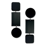 Dot and dash black drop earrings lightweight