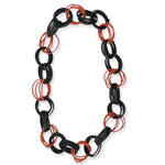 Tan and black recycled rubber long necklace