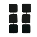 Black Square Resin finished Earring set.