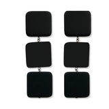 Black Square Resin finished Earring set.