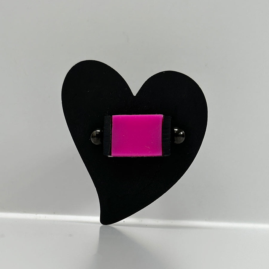 Black and hot pink perspex chunky ring 