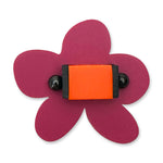 Chunky floral flower ring with red petals and orange centre