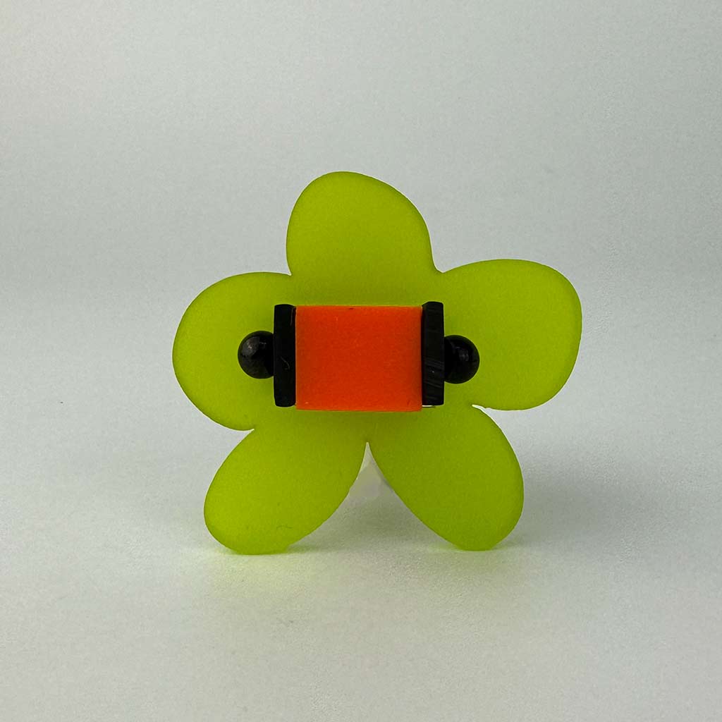 Orange and green chunky flower shaped ring