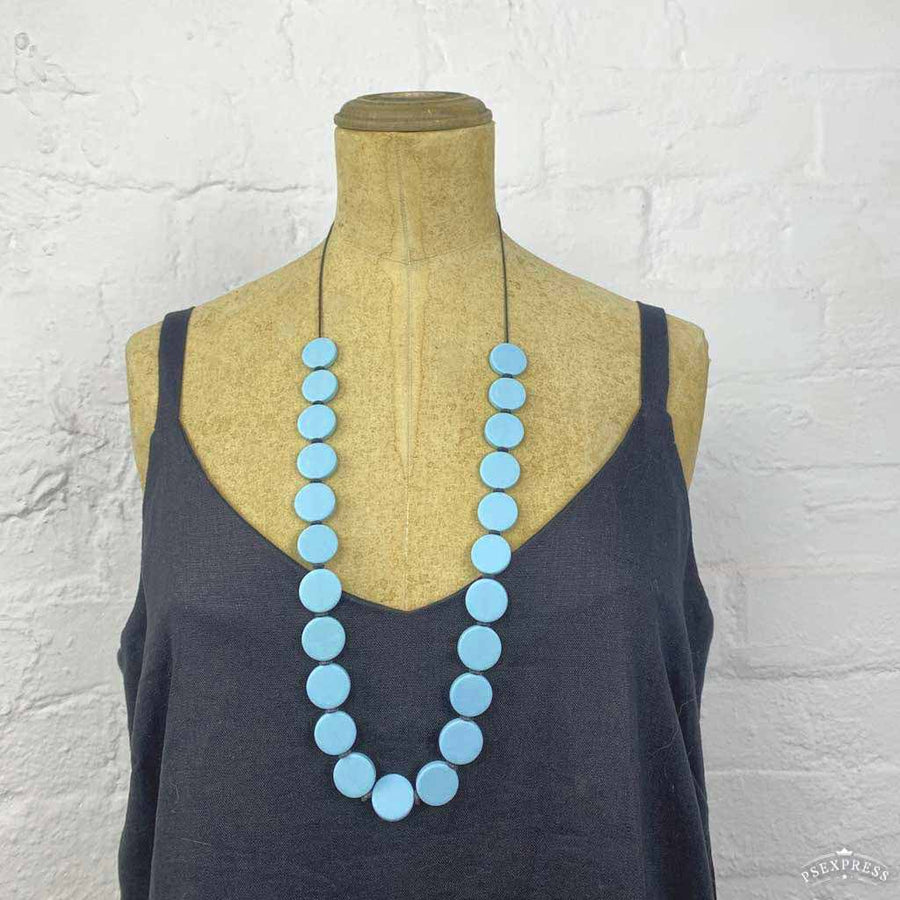 Resin bead necklace- light blue