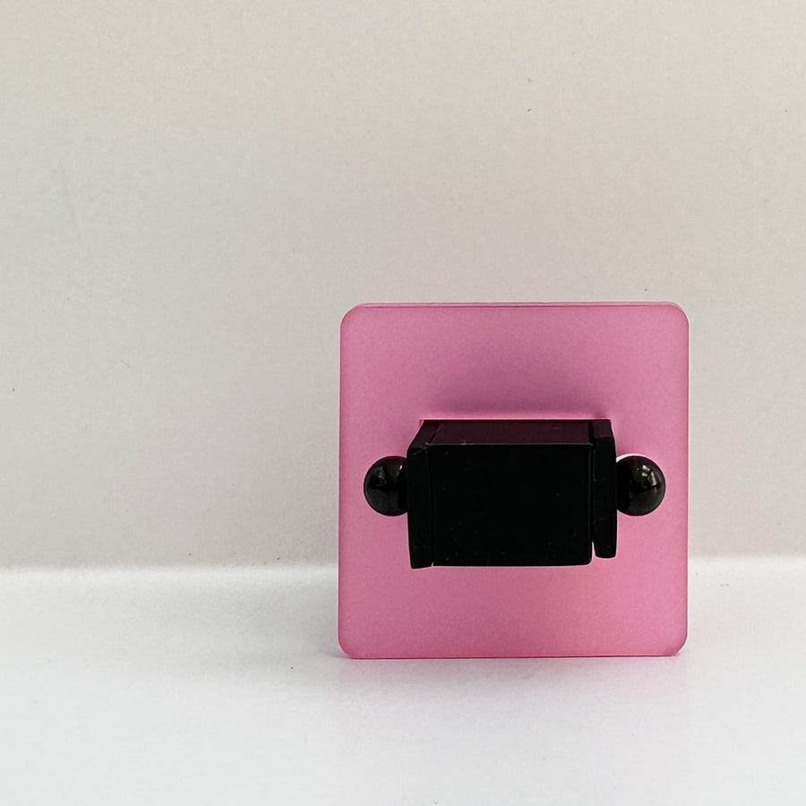 Pink and black square chunky ring