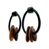 wooden hoop earrings on a white background