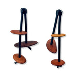 wooden pebble dangling earrings on a white background