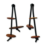 wooden pebble dangling earrings on a white background