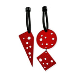 red edgy earrings by Frank Ideas