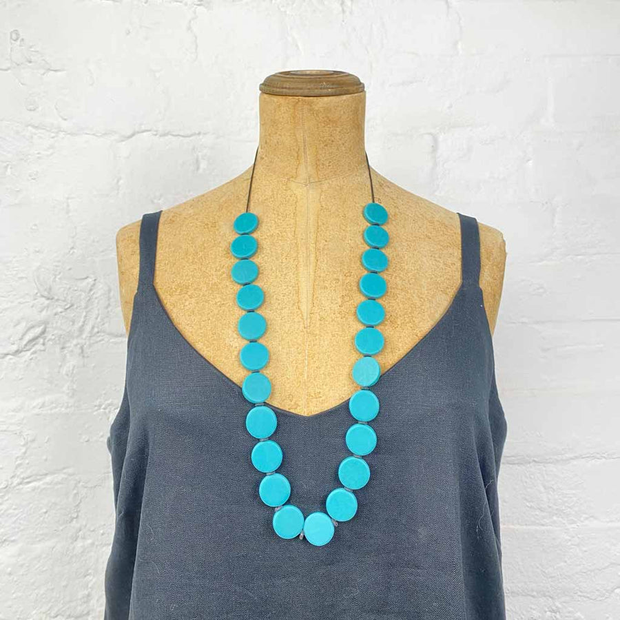Resin bead necklace- teal
