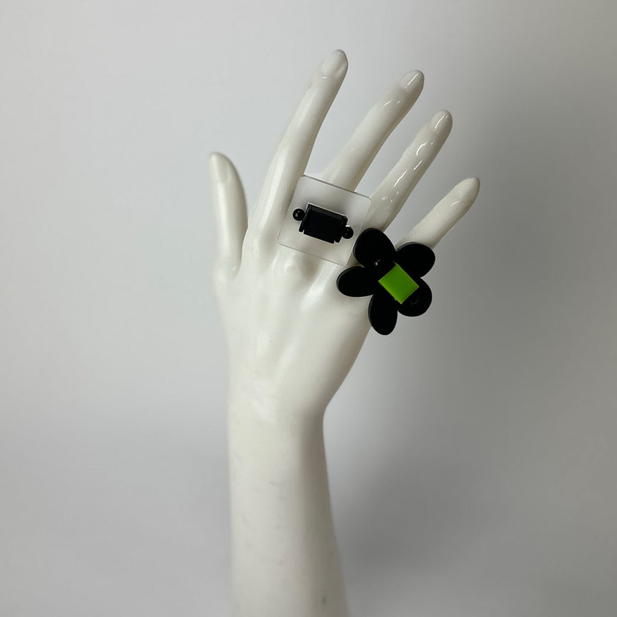 mannequin showing two chunky rings