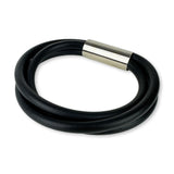 slim rubber, triple strand bangle with chrome