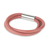 slim rubber, triple strand bangle with chrome