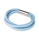 slim rubber, triple strand bangle with chrome