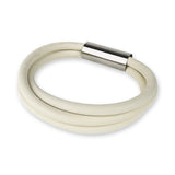 slim rubber, triple strand bangle with chrome