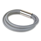 slim rubber, triple strand bangle with chrome