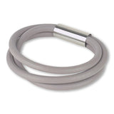 slim rubber, triple strand bangle with chrome