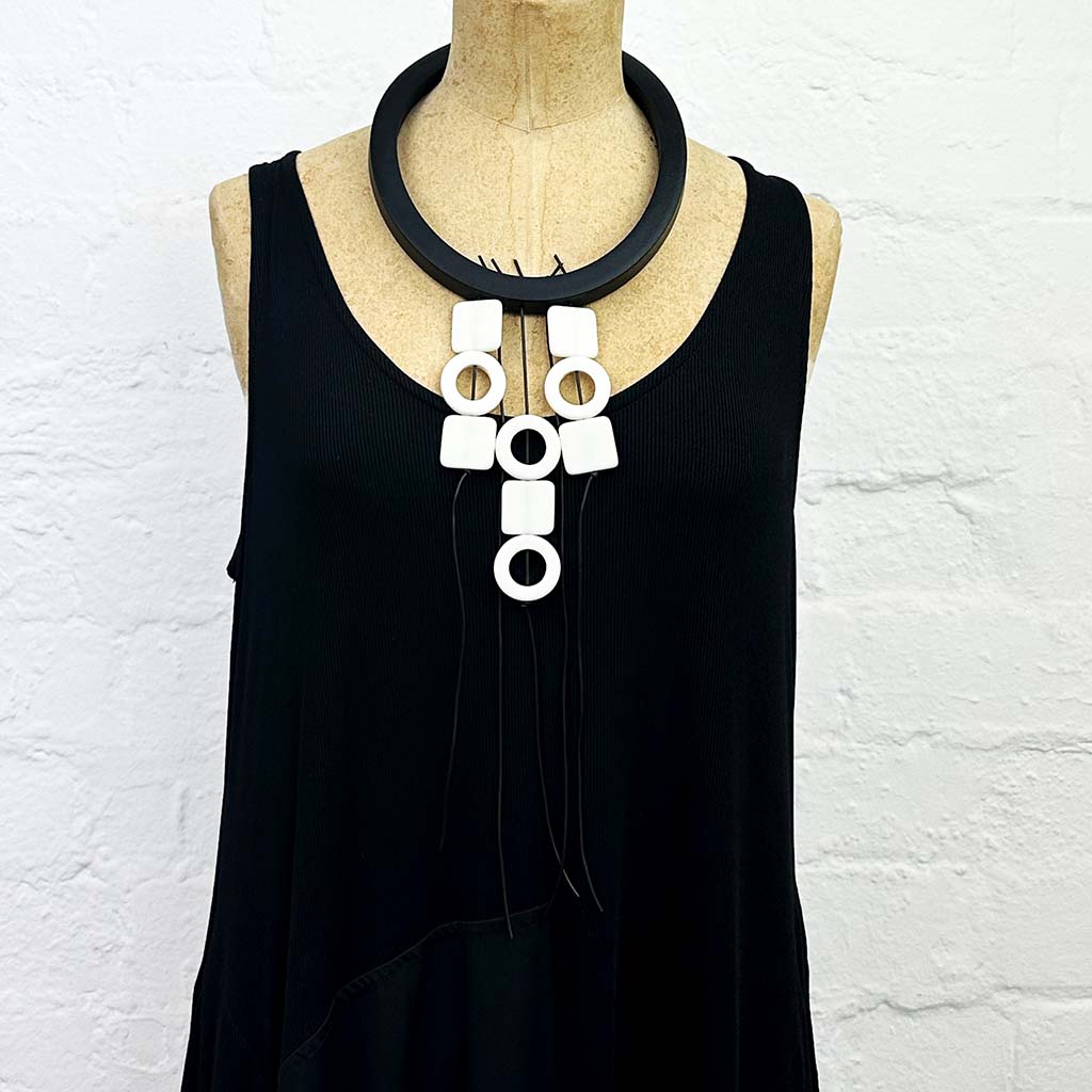 Quirky Lightweight white and black statement necklace
