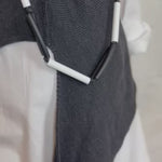 black and white necklace on model