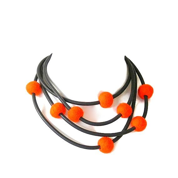 rubber and felt necklace