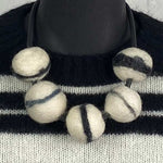 cream and grey, chunky felt necklace