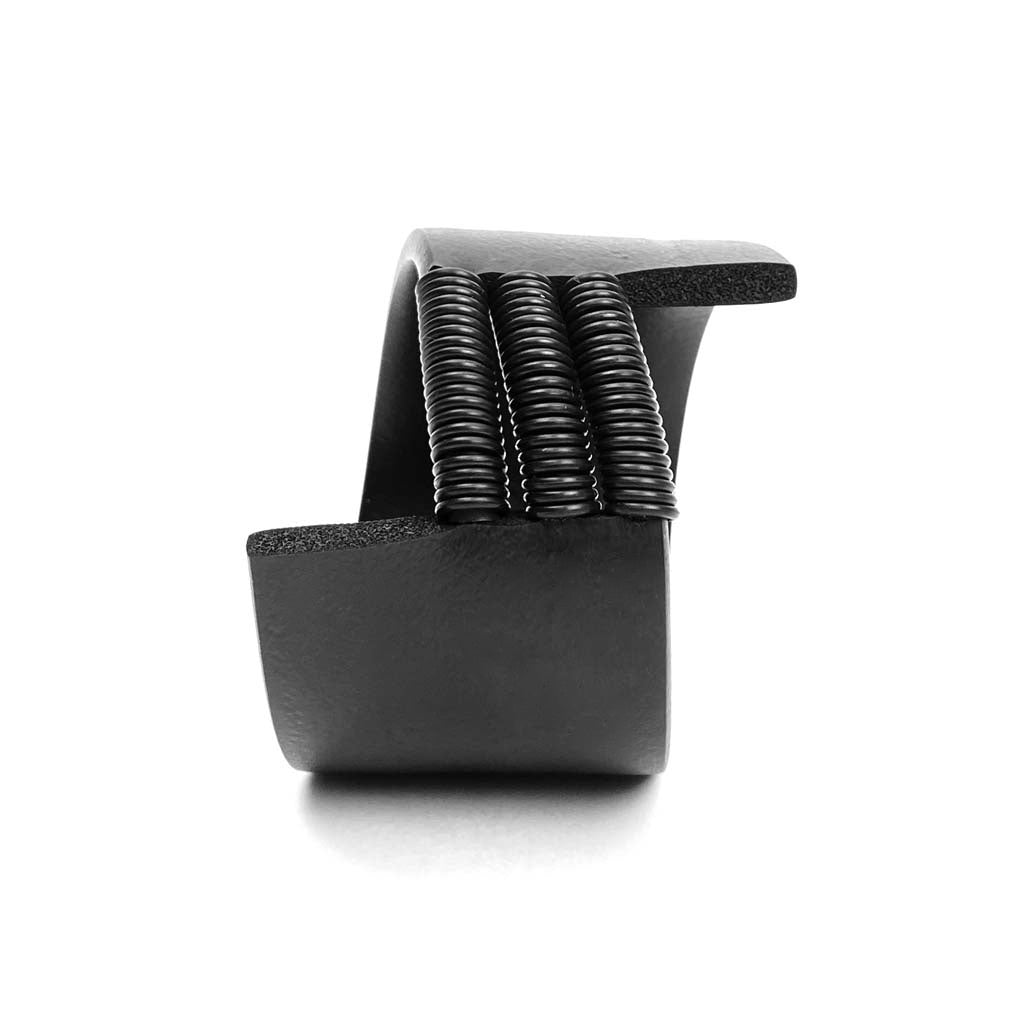front view of designer black rubber bangle