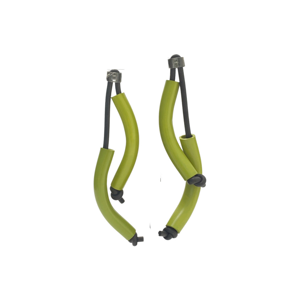 green earrings made from recycled acrylic