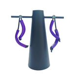 purple earrings made from recycled acrylic