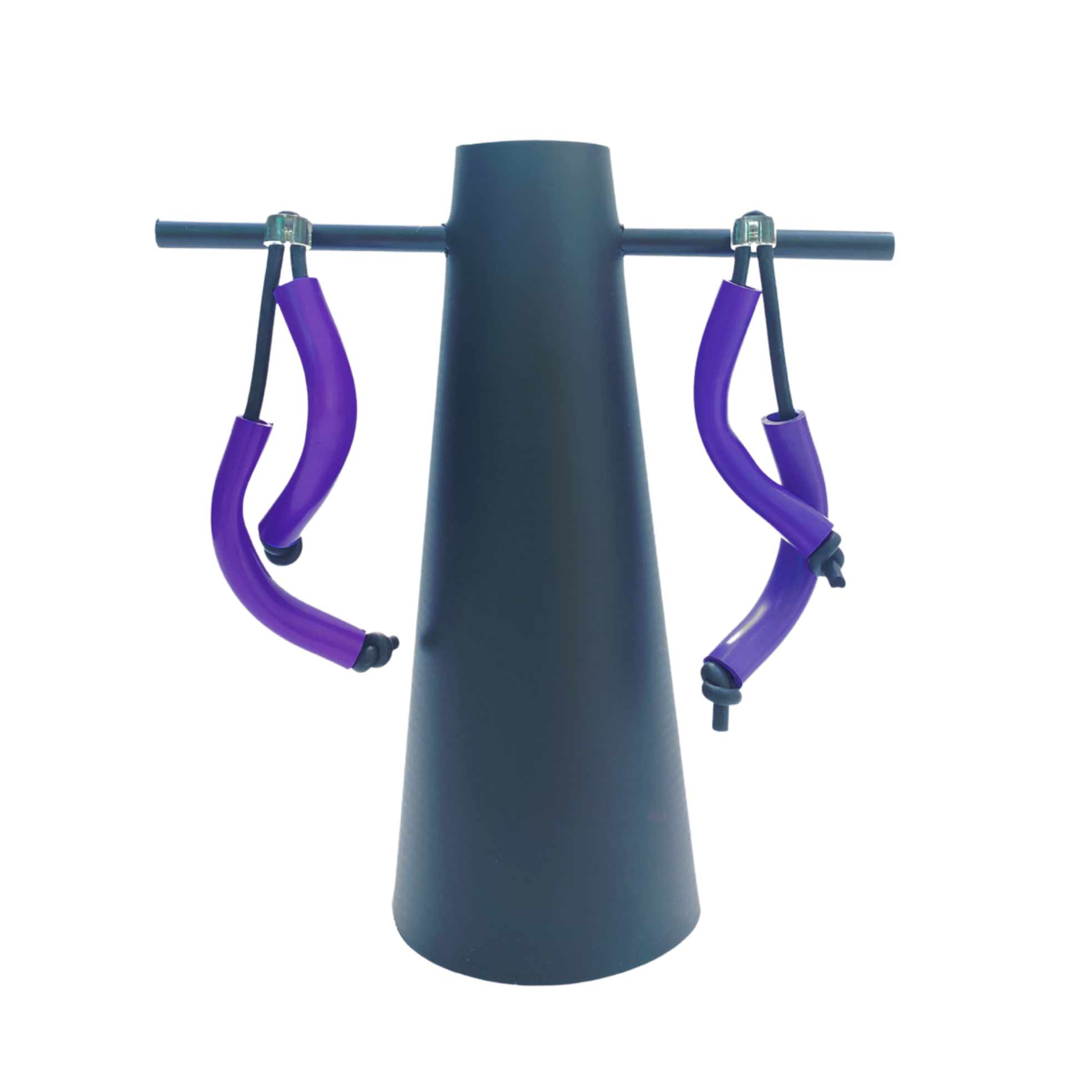 purple earrings made from recycled acrylic