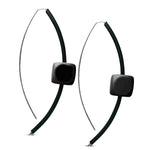 black rubber geometric earring on sterling silver