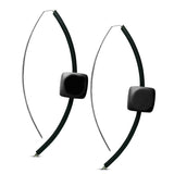black rubber geometric earring on sterling silver