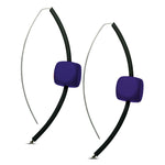 blue rubber geometric earring on sterling silver