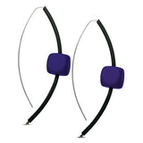 blue rubber geometric earring on sterling silver