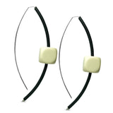 cream rubber geometric earring on sterling silver