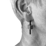 wearing cube rubber earrings