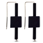 Black rubber cube sterling silver earrings.