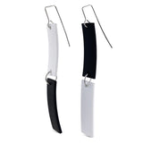 white and black Long rubber earrings, colour block lightweight design