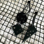 asymmetric black dangle rubber earrings