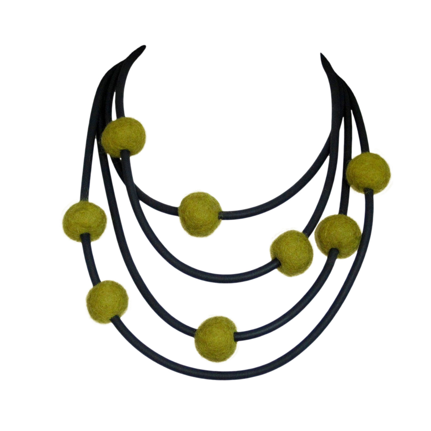 rubber and felt necklace