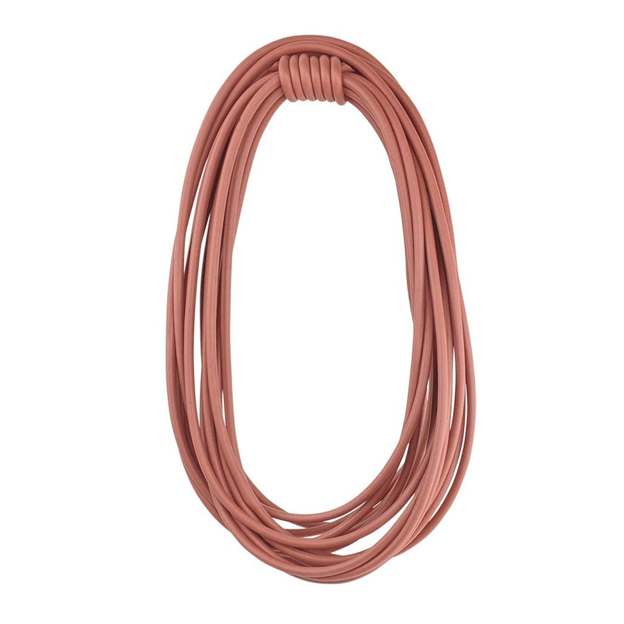 brick-colored thick rubber necklace on a white background