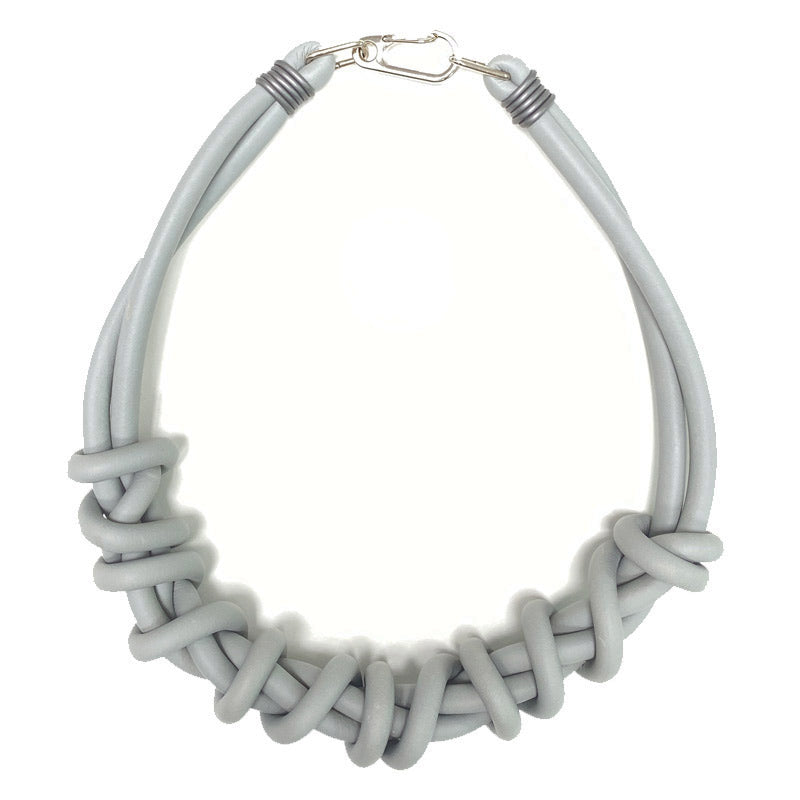 grey twist necklace on a white background