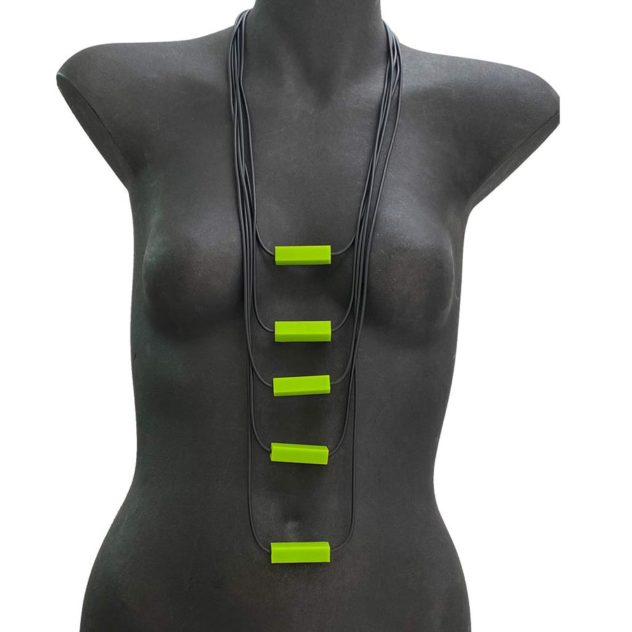 bright green layered rubber necklace