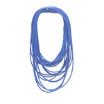blue necklace on a white background