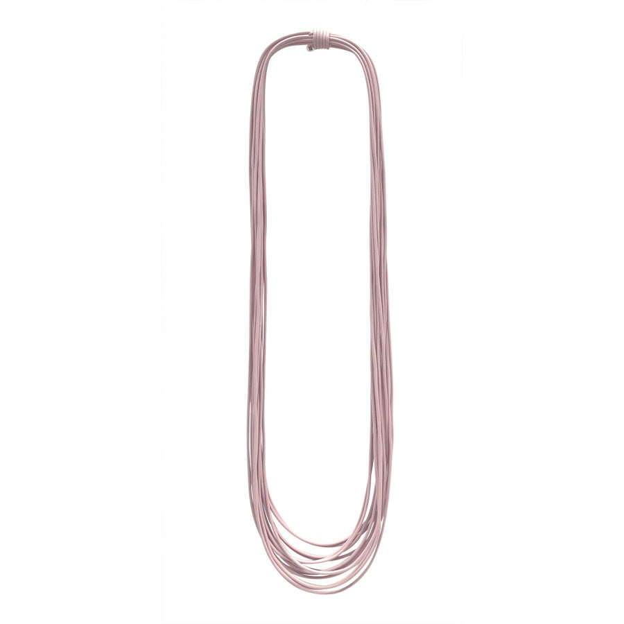 pink long necklace on a white background