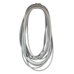 long grey rubber necklace on a white background